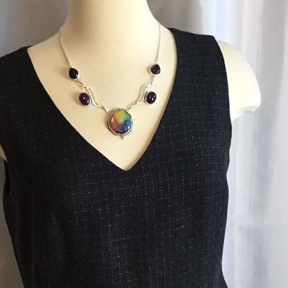 RAINBOW SOLAR AGATE NECKLACE 18” STERLING SILVER - Picture 12 of 16